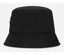 Nylon Bucket Hat With Branded Plate - Uomo Cappelli E Guanti Nero Cotone