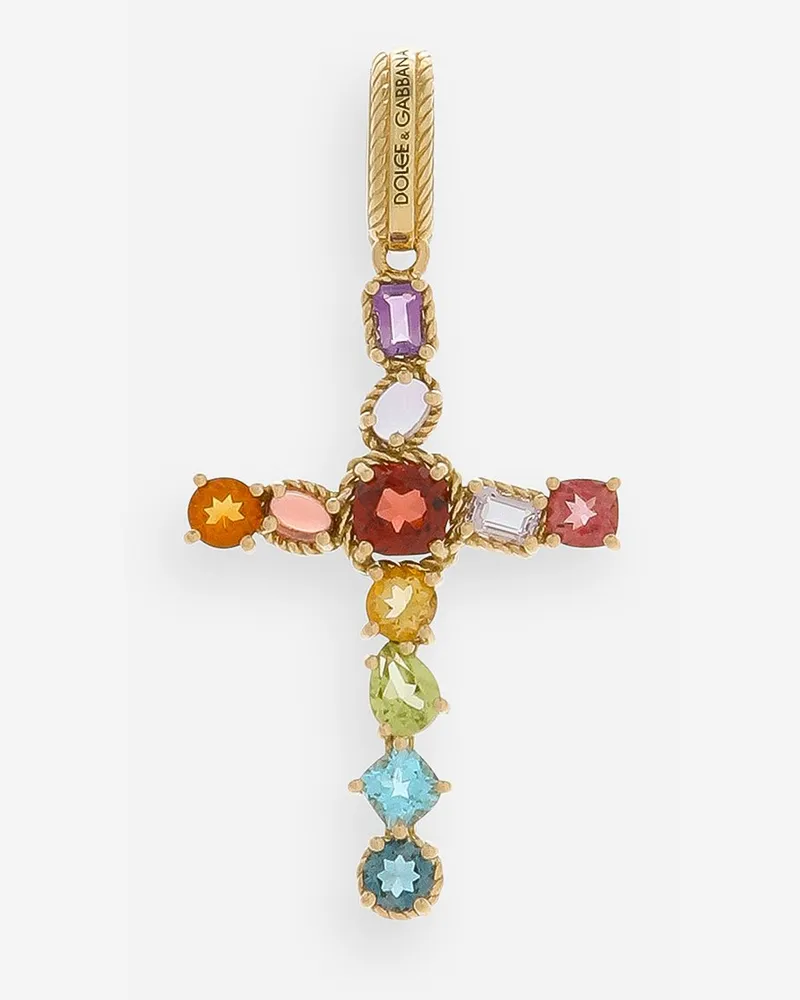 Dolce & Gabbana Ciondolo Rainbow In Oro Giallo 18kt Con Gemme Multicolore - Donna Collane Oro Oro Oro
