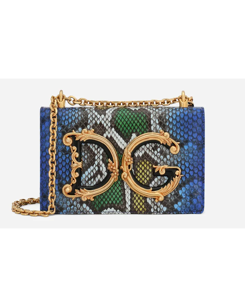 Dolce & Gabbana Borsa A Spalla Dg Girls Media - Donna Borse A Spalla E Tracolla Blu Pelli Pregiate Multicolor