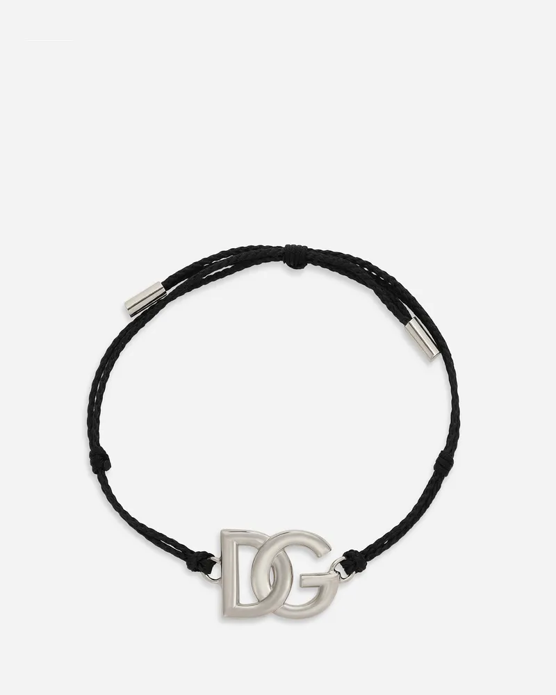Dolce & Gabbana Bracciale Cordoncino Con Logo Dg Grande - Uomo Bijoux Multicolore Metallo Nero