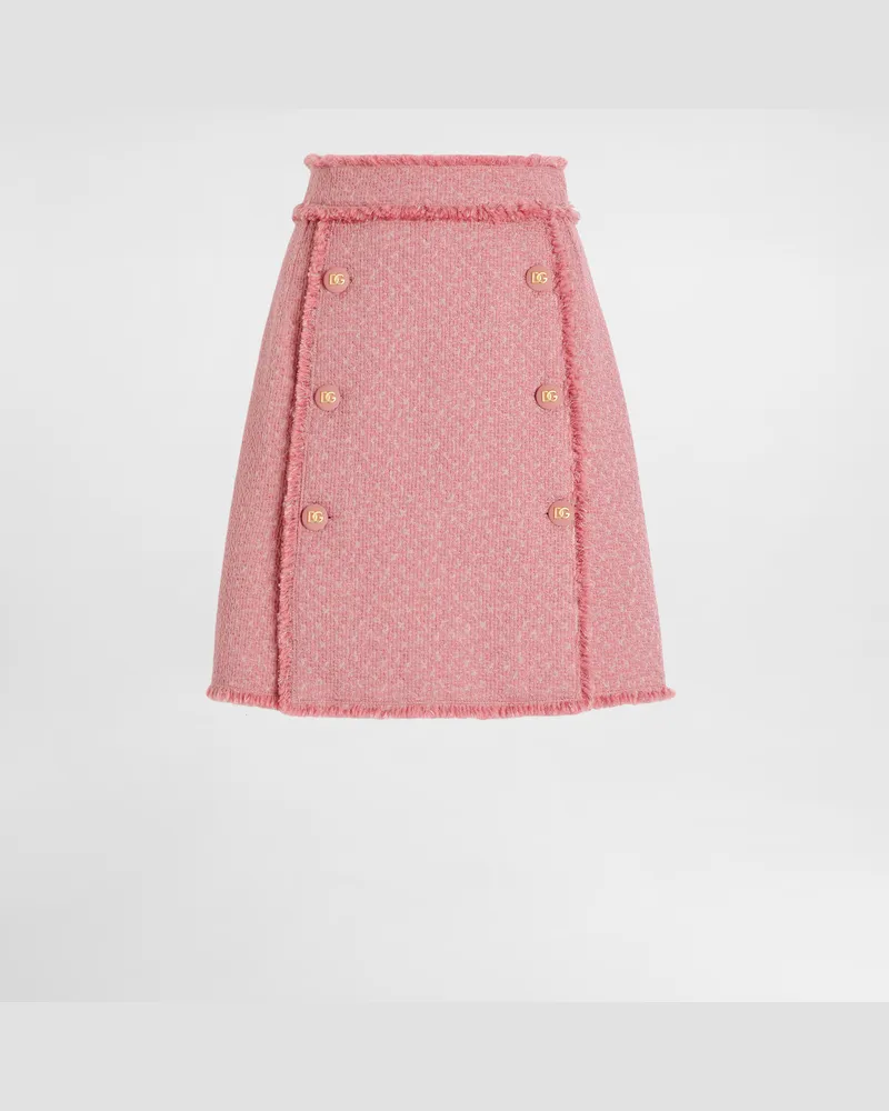 Dolce & Gabbana Gonna Corta In Tweed Rachel Con Bottoni Decoro Logo Dg - Donna Gonne Rosa Rosa