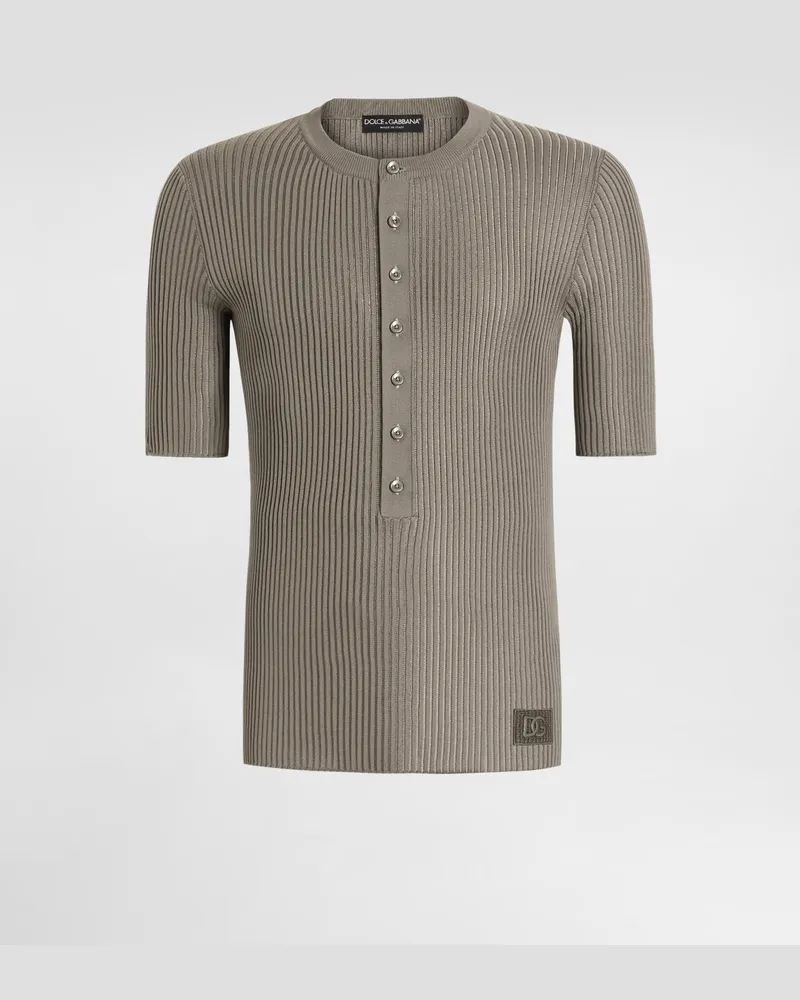 Dolce & Gabbana Pullover Serafino In Seta - Uomo Maglieria Beige Beige
