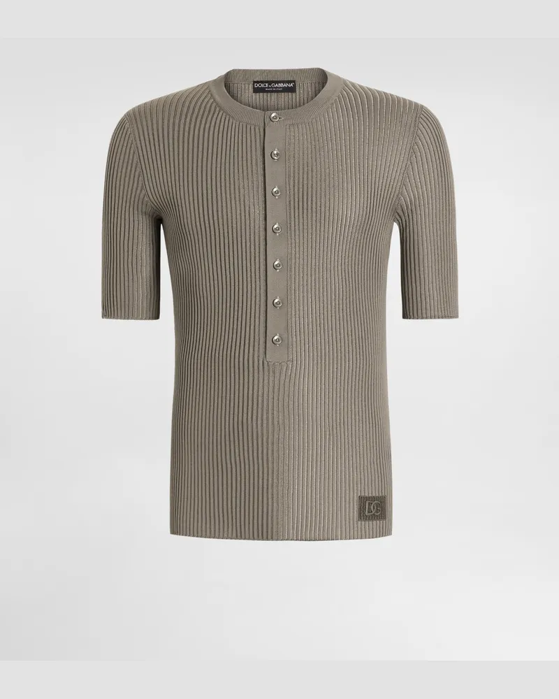 Dolce & Gabbana Pullover Serafino In Seta - Uomo Maglieria Beige Beige