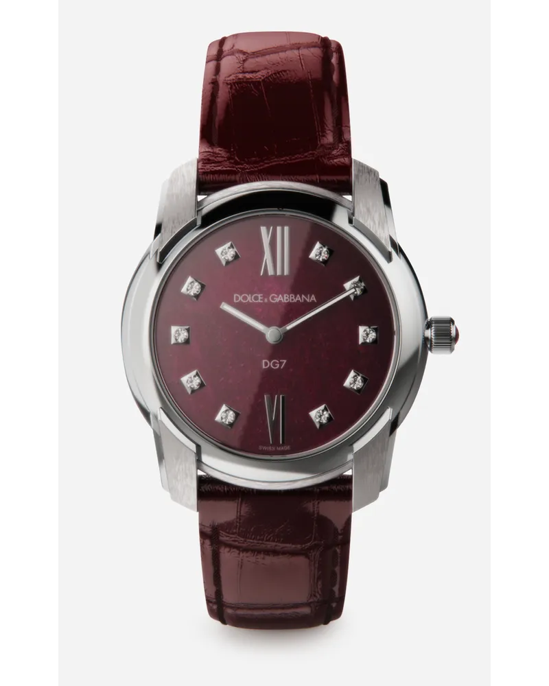 Dolce & Gabbana Dg7 Watch In Steel With Ruby And Diamonds - Donna Orologi Bordeaux Bordeaux