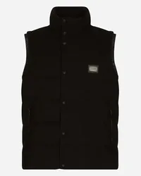 Dolce & Gabbana Gilet Jersey Con Placca Logata - Uomo Cappotti E Giubbotti Nero Cotone Nero