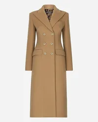 Dolce & Gabbana Cappotto Lungo Doppiopetto In Lana E Cashmere - Donna Cappotti E Giubbotti Beige Lana Nocciola