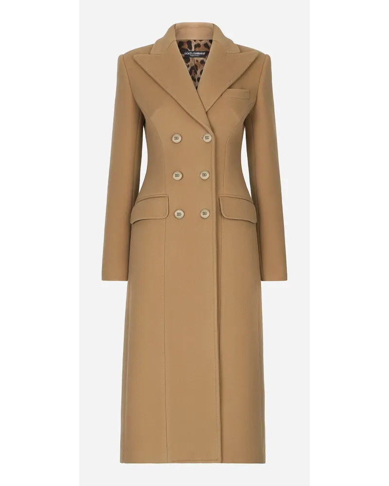 Dolce & Gabbana Cappotto Lungo Doppiopetto In Lana E Cashmere - Donna Cappotti E Giubbotti Beige Lana Nocciola