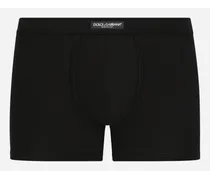 Two-way Stretch Jersey Boxers With Logo Label - Uomo Intimo E Loungewear Nero Cotone