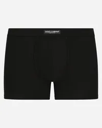 Dolce & Gabbana Two-way Stretch Jersey Boxers With Logo Label - Uomo Intimo E Loungewear Nero Cotone Nero