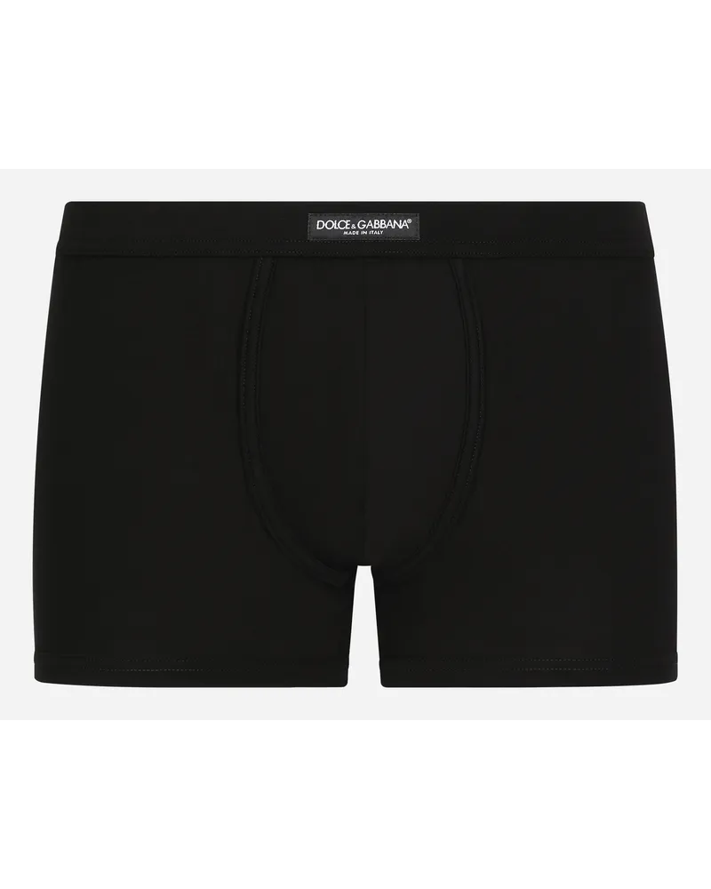 Dolce & Gabbana Two-way Stretch Jersey Boxers With Logo Label - Uomo Intimo E Loungewear Nero Cotone Nero