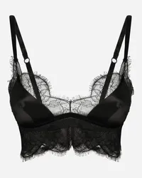 Dolce & Gabbana Reggiseno Bralette Soft Cup In Raso Con Pizzo - Donna Nero Nero