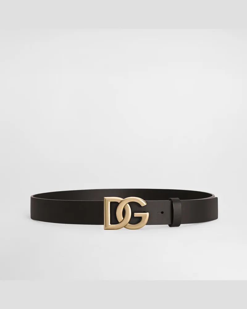 Dolce & Gabbana Lux Leather Belt With Crossover Dg Logo Buckle - Uomo Cinture Multicolore Pelle Nero