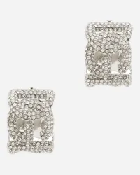 Dolce & Gabbana Orecchini In Strass Con Logo Dg - Donna Bijoux Argento Metallo Argento