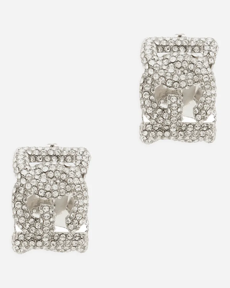 Dolce & Gabbana Orecchini In Strass Con Logo Dg - Donna Bijoux Argento Metallo Argento
