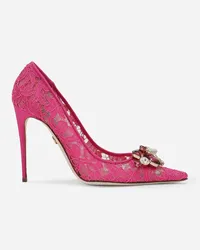 Dolce & Gabbana Décolleté Rainbow Lace In Pizzo Lurex - Donna Décolleté E Slingback Fucsia Pizzo Fuxia