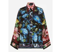 Camicia Over In Seta Stampa Fiori - Donna Camicie E Top Multicolore