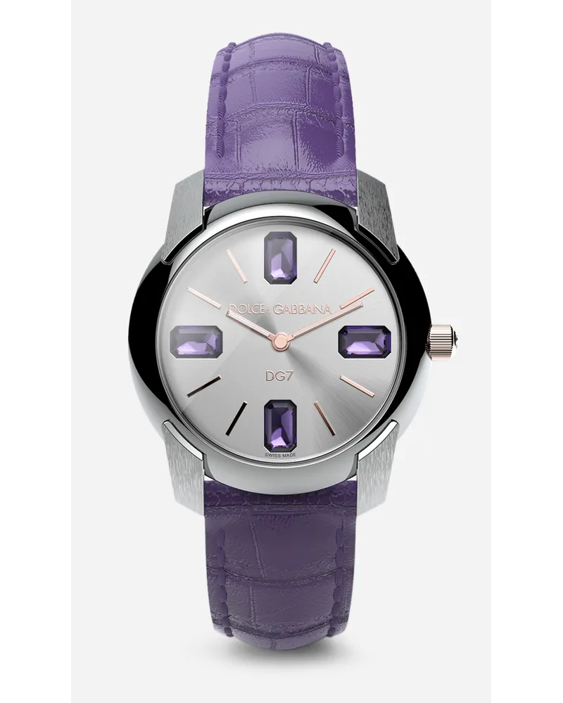 Dolce & Gabbana Watch With Alligator Strap - Donna Orologi Viola Viola