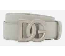 Cintura Con Logo Dg - Uomo Cinture Grigio Pelle