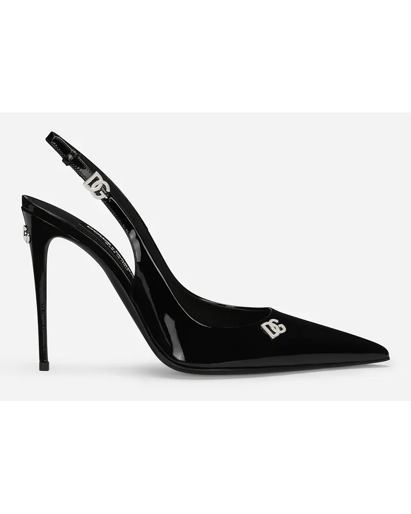 Dolce & Gabbana Slingback In Vernice - Donna Décolleté E Slingback Nero Nero