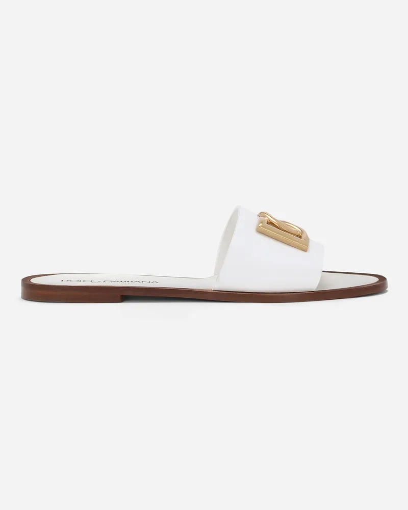 Dolce & Gabbana Slide In Pelle Di Vitello - Donna Slide E Mule Bianco Pelle Bianco