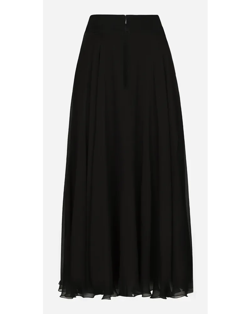 Dolce & Gabbana Gonna Longuette A Ruota In Chiffon - Donna Gonne Nero Seta Nero