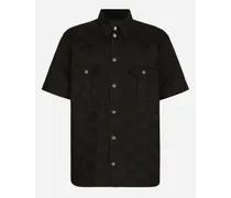 Camicia In Cotone Jacquard Dg Monogram - Uomo Camicie Nero