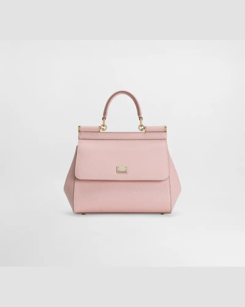 Dolce & Gabbana Borsa A Mano Sicily Media In Pelle Di Vitello Dauphine - Donna Borse A Mano Rosa Rosa