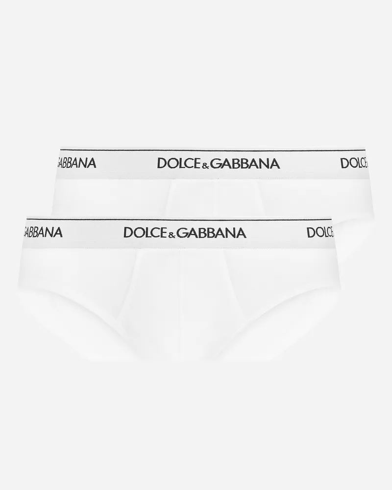 Dolce & Gabbana Bi-pack Slip Medio Cotone Stretch - Uomo Intimo E Loungewear Bianco Cotone Bianco