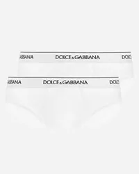 Dolce & Gabbana Bi-pack Slip Medio Cotone Stretch - Uomo Intimo E Loungewear Bianco Cotone Bianco