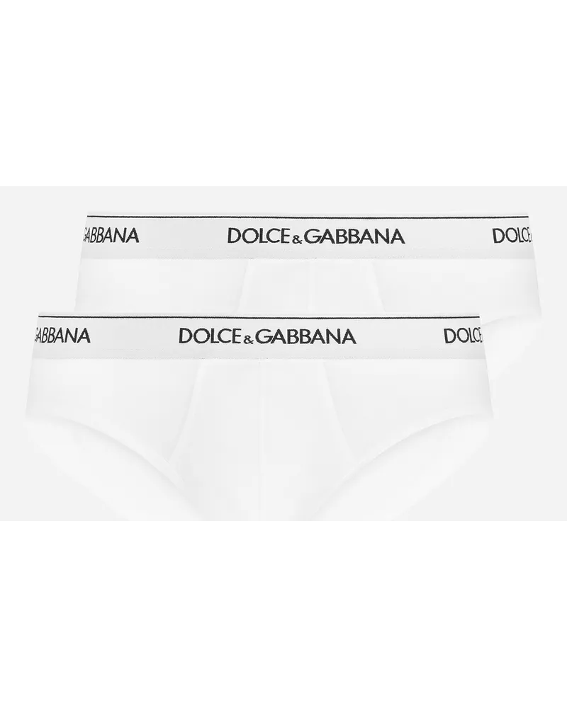 Dolce & Gabbana Bi-pack Slip Medio Cotone Stretch - Uomo Intimo E Loungewear Bianco Cotone Bianco