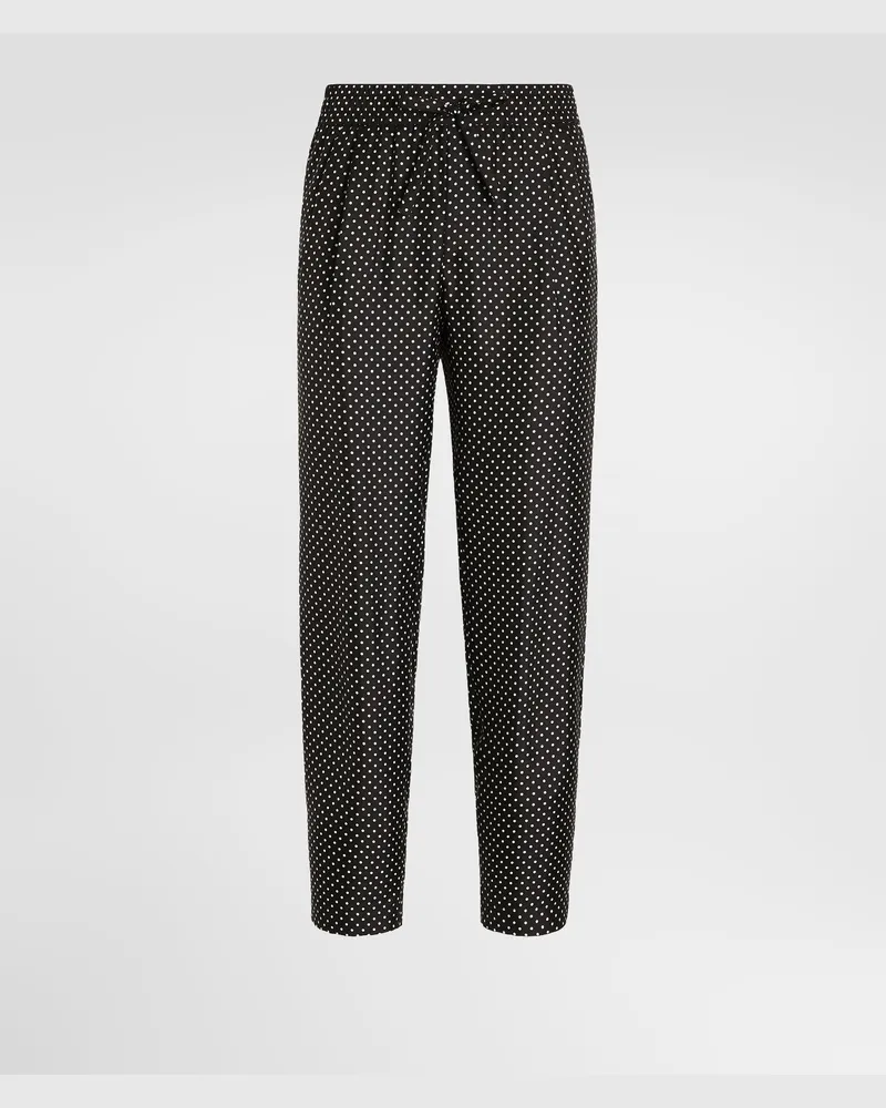 Dolce & Gabbana Pantaloni In Twill Di Seta Stampa Pois - Uomo Pantaloni E Shorts Multicolore Multicolore