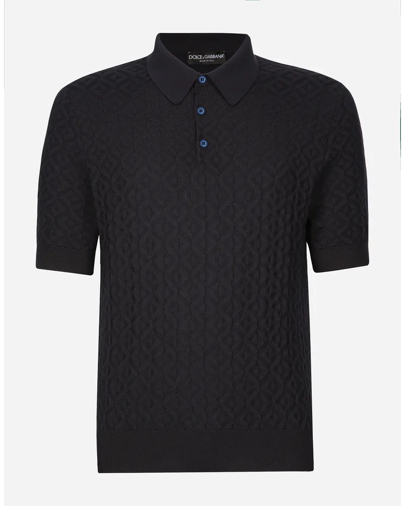 Dolce & Gabbana Polo Manica Corta In Seta - Uomo Maglieria Blu Blu