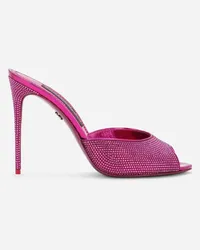 Dolce & Gabbana Mule In Raso E Termostrass - Donna Slide E Mule Fucsia Viscosa Bouganville