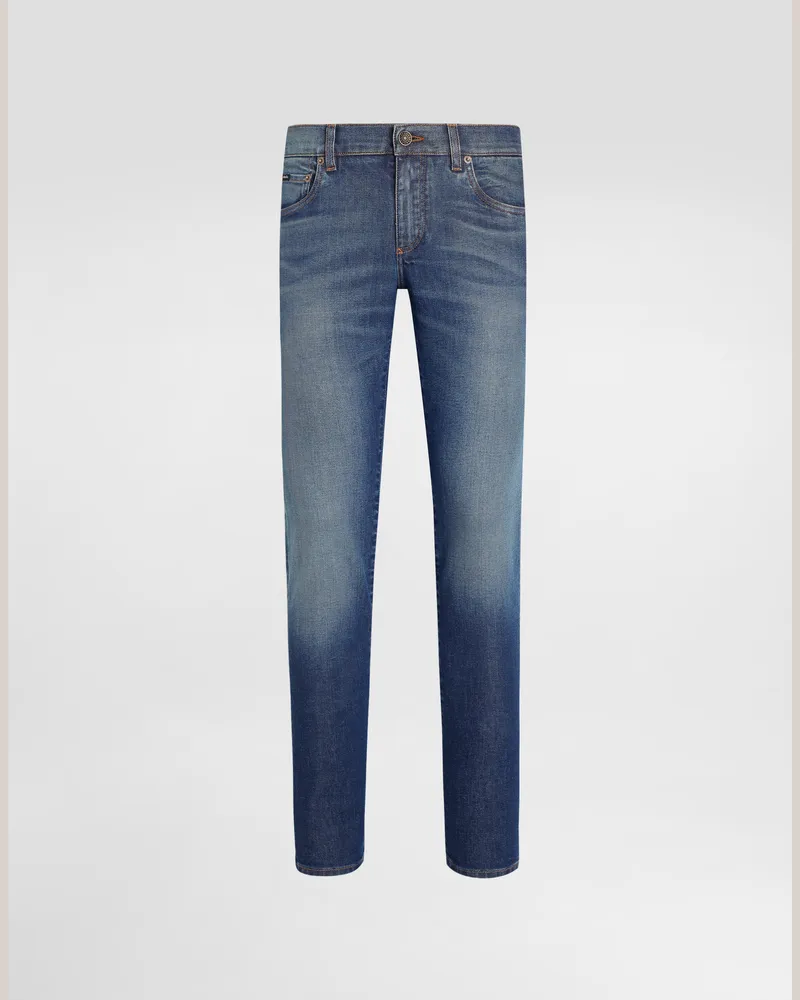 Dolce & Gabbana Jeans Skinny In Cotone Stretch Con Ricamo Logo - Uomo Denim Multicolore Variante
