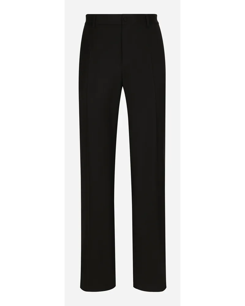 Dolce & Gabbana Pantalone Gamba Dritta In Lana Stretch - Uomo Pantaloni E Shorts Nero Nero