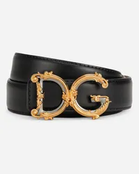 Dolce & Gabbana Cintura In Vitello Con Logo - Donna Cinture Nero Pelle Nero