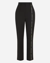 Dolce & Gabbana Pantaloni In Tela Di Lana Con Cimosa Logata - Donna Pantaloni E Shorts Nero Nero