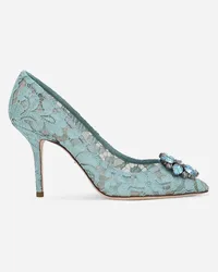 Dolce & Gabbana Pump In Taormina Lace With Crystals - Donna Décolleté E Slingback Azzurro Pizzo Acqua