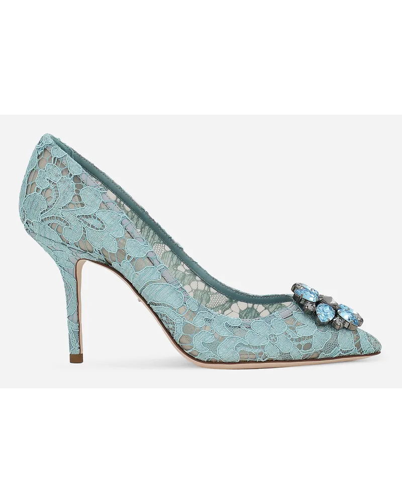 Dolce & Gabbana Pump In Taormina Lace With Crystals - Donna Décolleté E Slingback Azzurro Pizzo Acqua