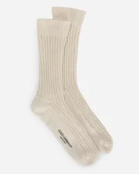 Dolce & Gabbana Calze In Cotone E Lana A Costine - Uomo Calze Grigio Cotone Grigio