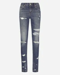 Dolce & Gabbana Jeans Girly In Denim Con Rotture - Donna Denim Multicolore Variante