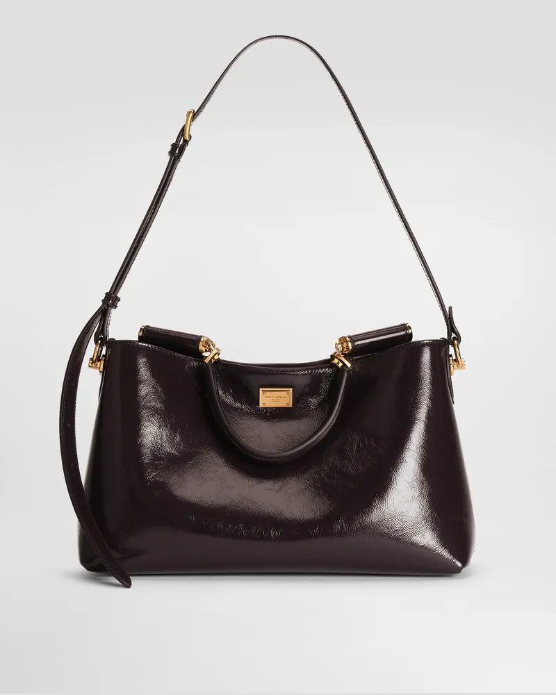 Dolce & Gabbana Borsa A Mano Vittoria Media In Pelle Di Vitello - Donna Borse A Spalla E Tracolla Viola Mosto