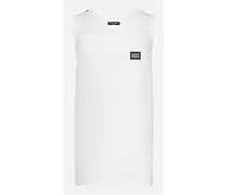 Canotta Jersey Con Placca Logata - Uomo T-shirts E Polo Bianco Cotone