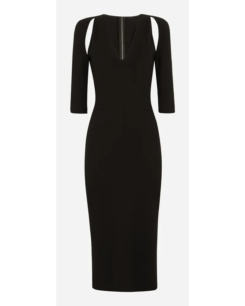 Dolce & Gabbana Abito Longuette In Jersey Con Tagli - Donna Abiti Nero Viscosa Nero