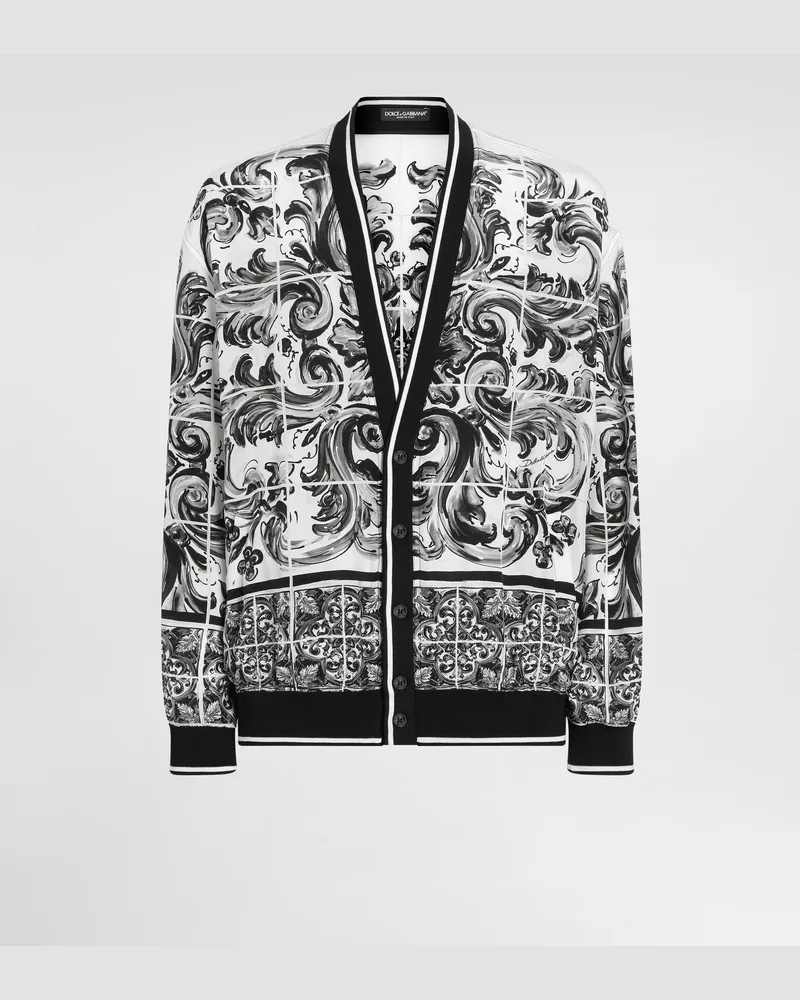 Dolce & Gabbana Giubbotto In Seta Stampa Maiolica - Uomo Cappotti E Giubbotti Multicolore Multicolore
