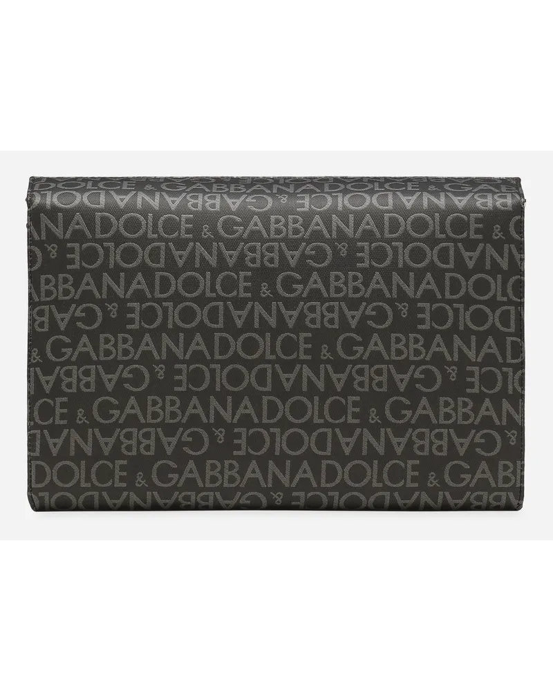 Dolce & Gabbana Borsa A Tracolla In Jacquard Spalmato - Uomo Borse A Tracolla Multicolore Tessuto Nero