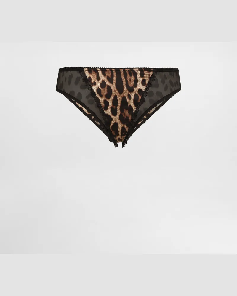 Dolce & Gabbana Slip In Raso Stampa Leo - Donna Intimo Stampa Animalier Leo