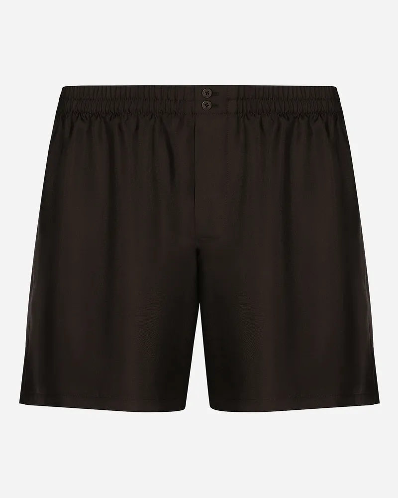 Dolce & Gabbana Shorts In Seta - Uomo Intimo E Loungewear Multicolore Marrone-grigio