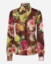 Dolce & Gabbana Camicia In Chiffon Stampa Camelia - Donna Camicie E Top Stampa Stampa