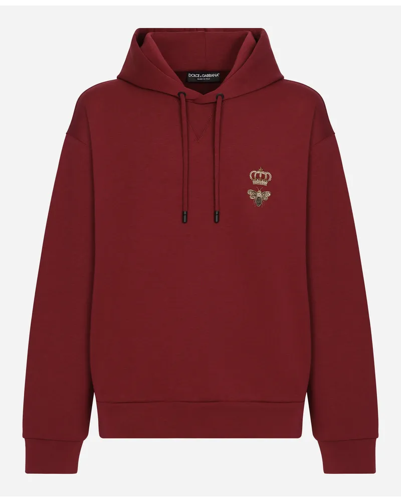 Dolce & Gabbana Felpa Jersey Cotone Con Cappuccio E Ricamo - Uomo Felpe Bordeaux Cotone Vino